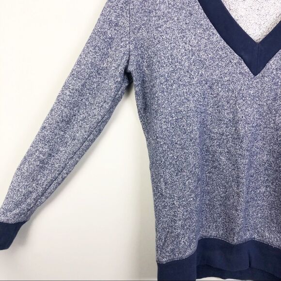 VICTORIA’S SECRET PINK | V-Neck Ringer Long Sweatshirt Blue Women’s Size Small - Picture 5 of 7